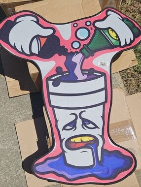 Graphic Double Cup Floor Mat - Colorful Cartoon Drip Design